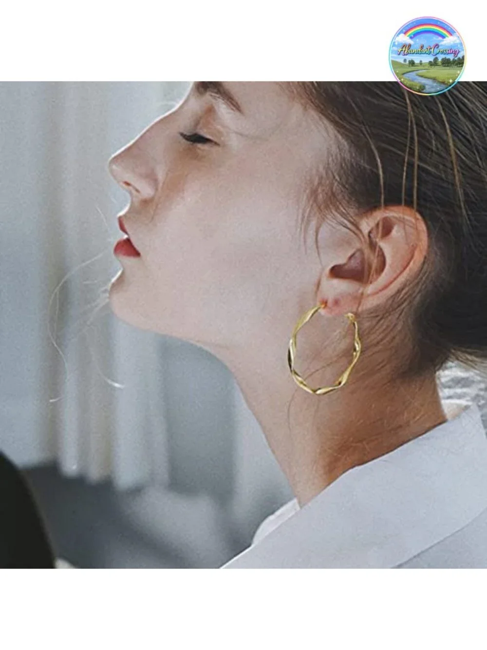 24K Gold Plated Twisted Thin Huggie Hoop Earrings for Women, Dainty Cute Dangle
